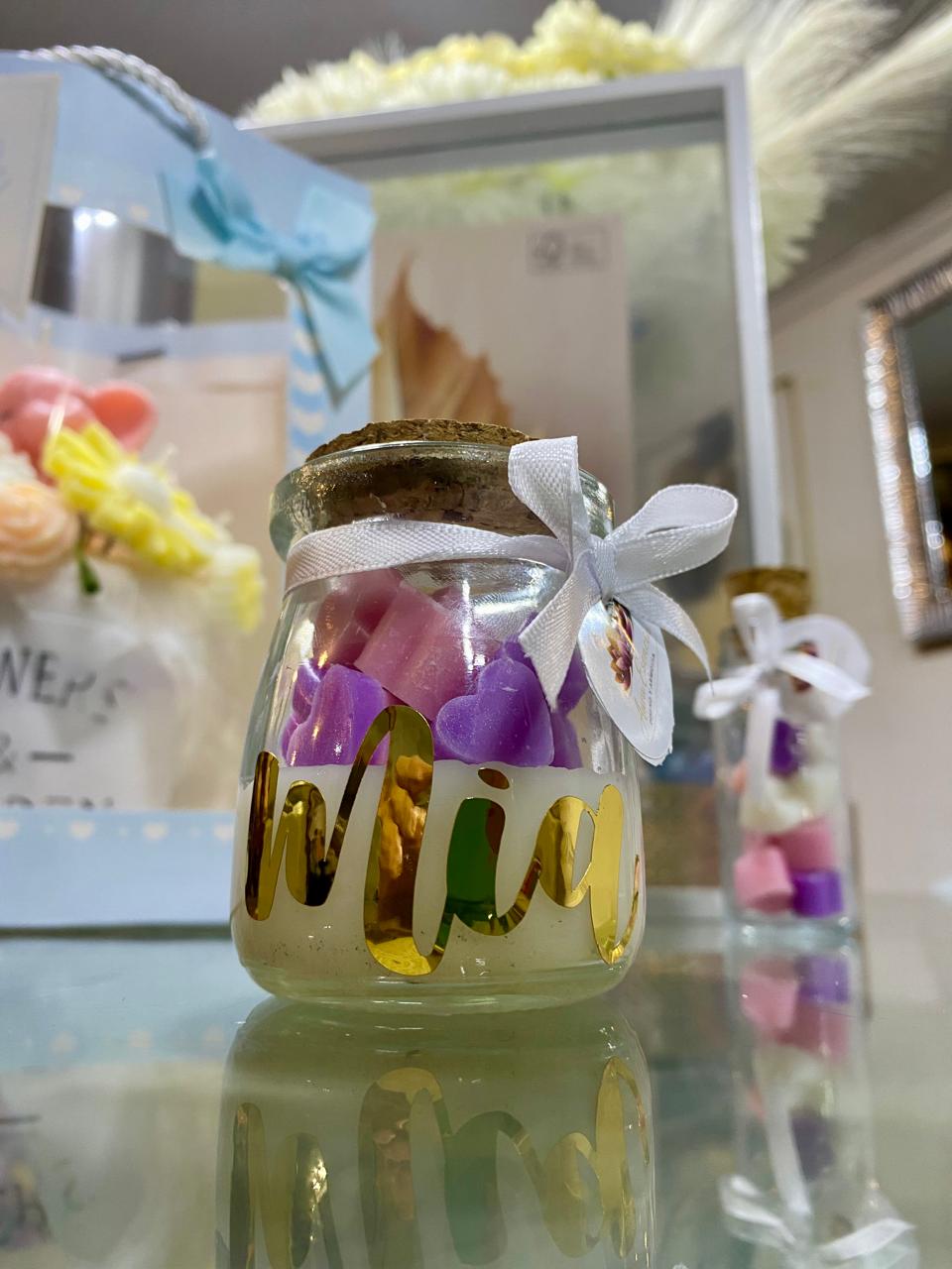 Frasco Decorativo con Wax Melts – Modelo Corazones