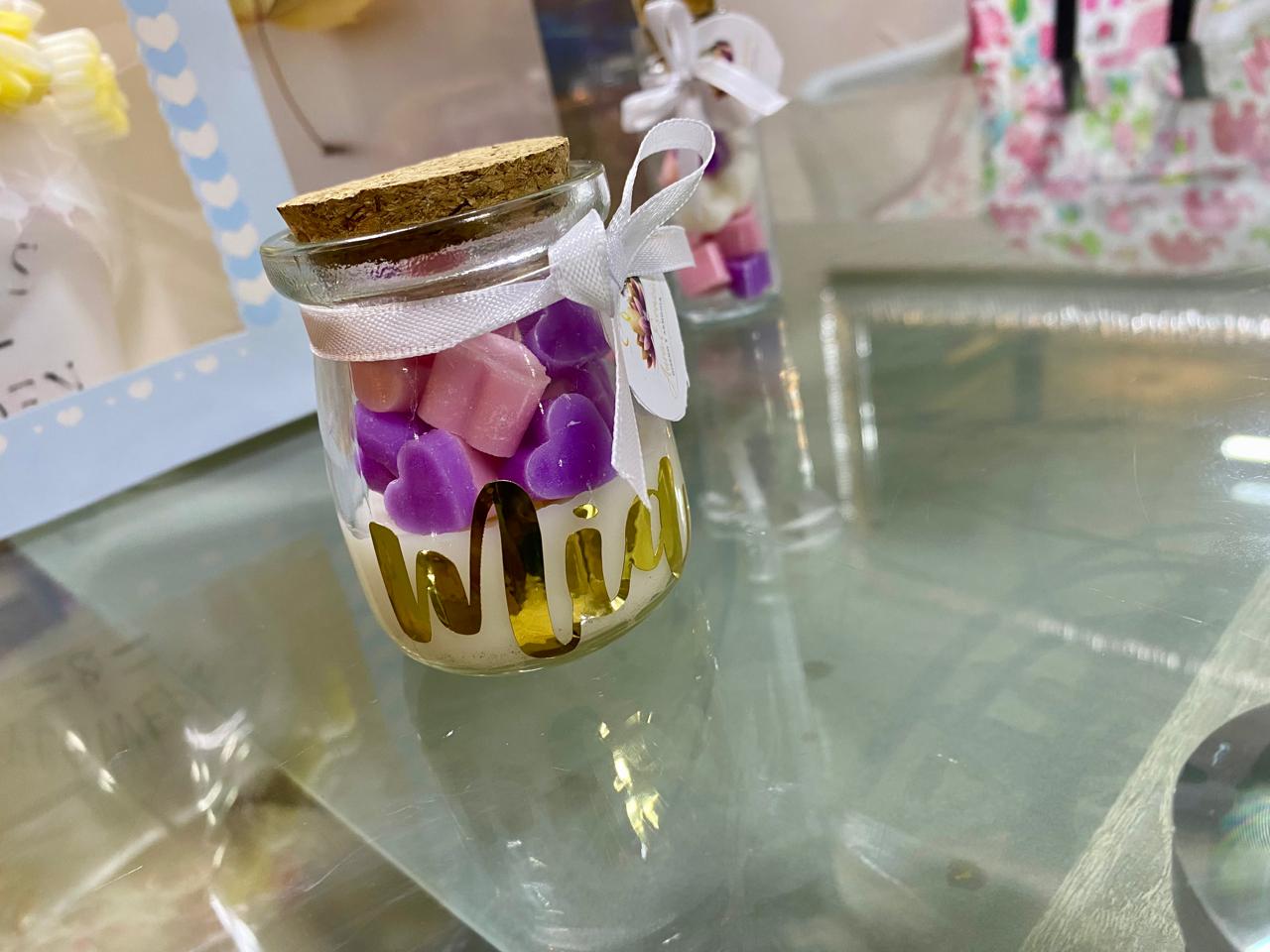 Frasco Decorativo con Wax Melts – Modelo Corazones