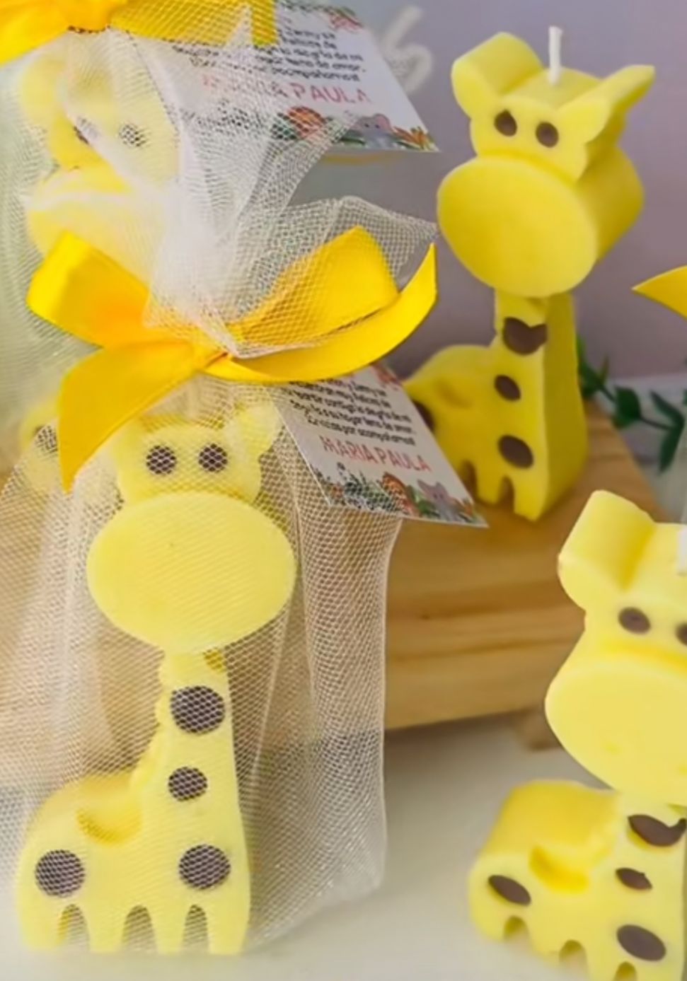 Vela de Jirafa Para baby shower en tul